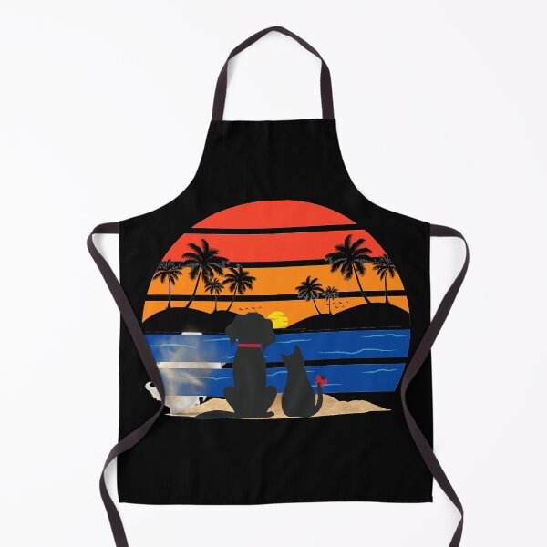 Item preview, cat and dog retro sunset beach designed and sold by Lumdiego.