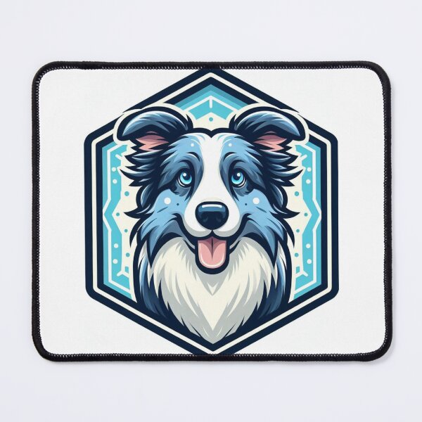 Item preview, Border Collie Blue Merle Herding Dog Cartoon Illustration Bright designed and sold by CoffeeIsATrip.