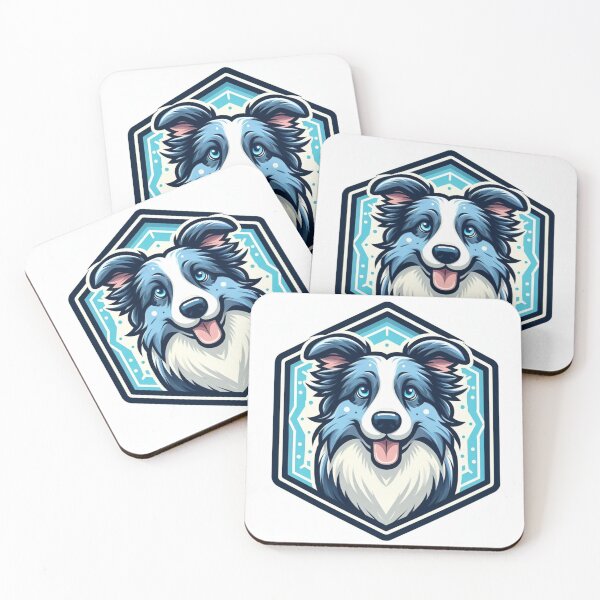 Item preview, Border Collie Blue Merle Herding Dog Cartoon Illustration Bright designed and sold by CoffeeIsATrip.