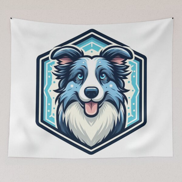 Item preview, Border Collie Blue Merle Herding Dog Cartoon Illustration Bright designed and sold by CoffeeIsATrip.