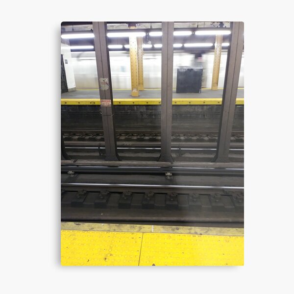 Track,Window, Subway, rails, metals, railway, railroad, elevated, columns Metal Print