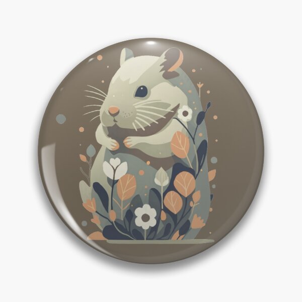 Item preview, Cute Hamster Brown Grey Overtones with Flowers designed and sold by EclipseThreads.