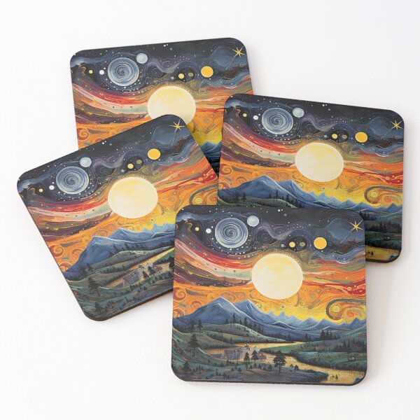 Item preview, Full Moon over Jagged Cliff Mountains designed and sold by OccultDreams.