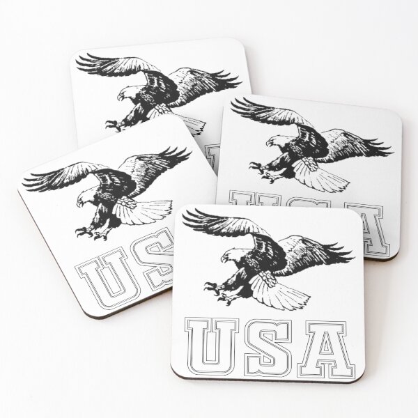 Item preview, USA with an American Bald Eagle in black and white designed and sold by AmericaFreedom.