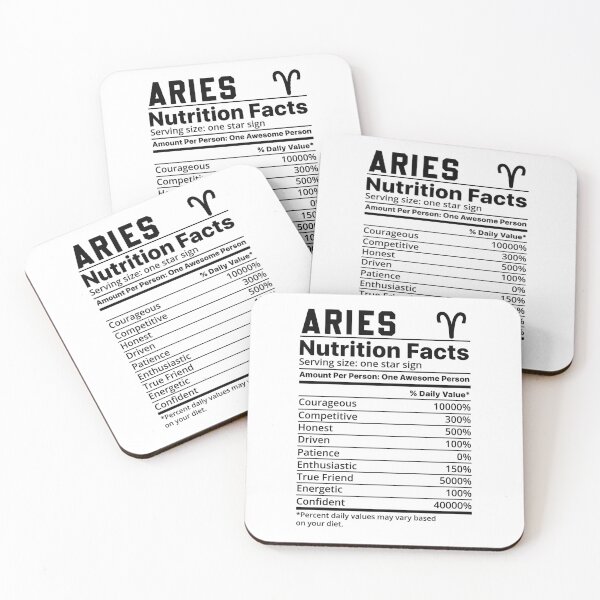 Item preview, Aries Zodiac Sign Nutrition Facts , Astrology , Star Sign Characteristics, Horoscope Graphic, Astrological Decor designed and sold by pugshowsfashion.