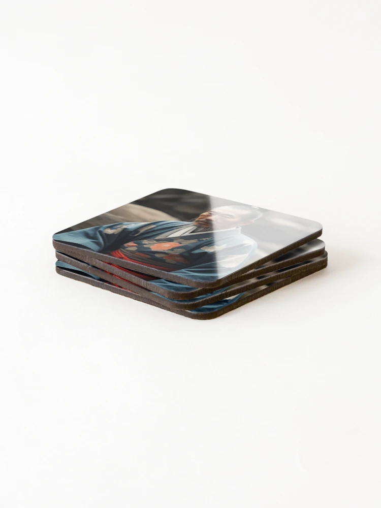 Thumbnail 4 of 5, Coasters (Set of 4), Contemplative Reverie | A Samurai's Reflection designed and sold by Rothnaric.