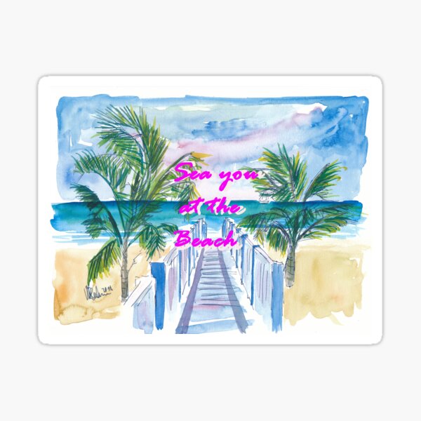 Vista previa del artículo con la obra «Paseo por la playa tropical - Mar en la playa», diseñado y vendido por artshop77.
