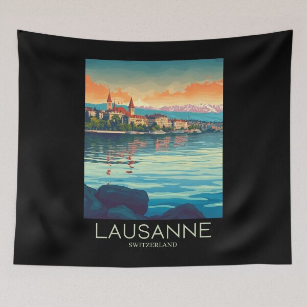 Item preview, A Pop Art Travel Print of Lausanne - Switzerland  designed and sold by StudioRedKoala.