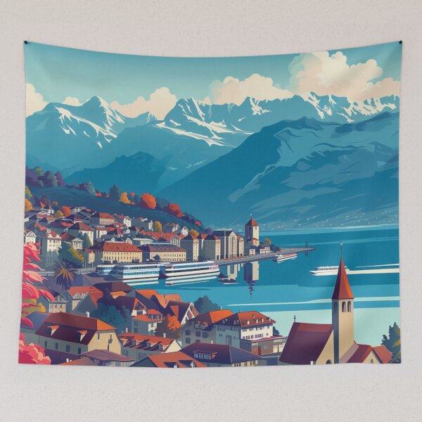 Item preview, A Pop Art Travel Print of Lausanne - Switzerland  designed and sold by StudioRedKoala.