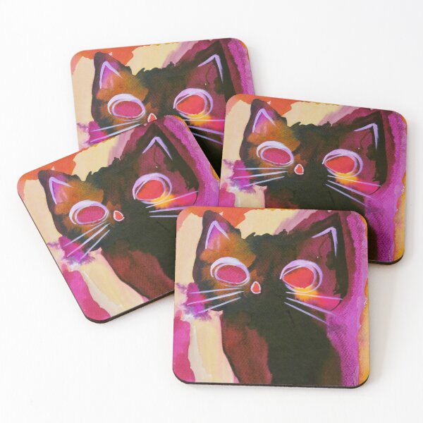Item preview, Abstract Black Cat In Ink - Violet Magenta Orange designed and sold by Express Yourself Artshop.