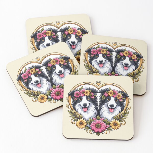 Item preview, Border Collie Black And White Dogs smiley Dog Valentine's Daisies designed and sold by CoffeeIsATrip.