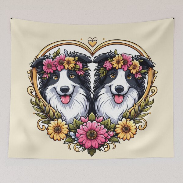 Item preview, Border Collie Black And White Dogs smiley Dog Valentine's Daisies designed and sold by CoffeeIsATrip.