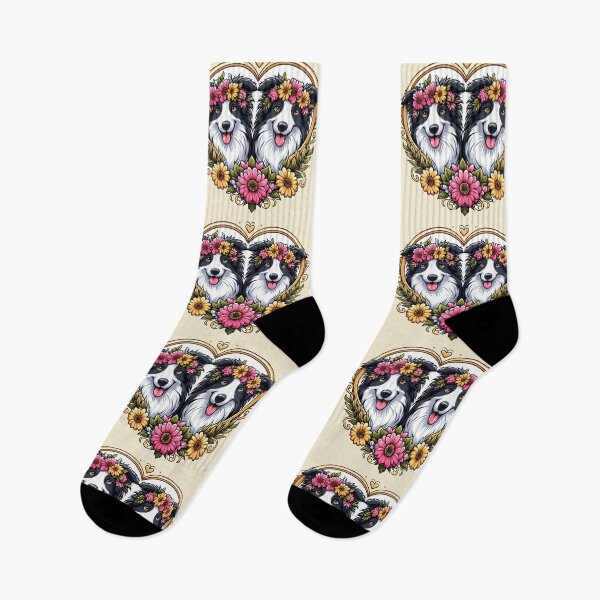 Item preview, Border Collie Black And White Dogs smiley Dog Valentine's Daisies designed and sold by CoffeeIsATrip.
