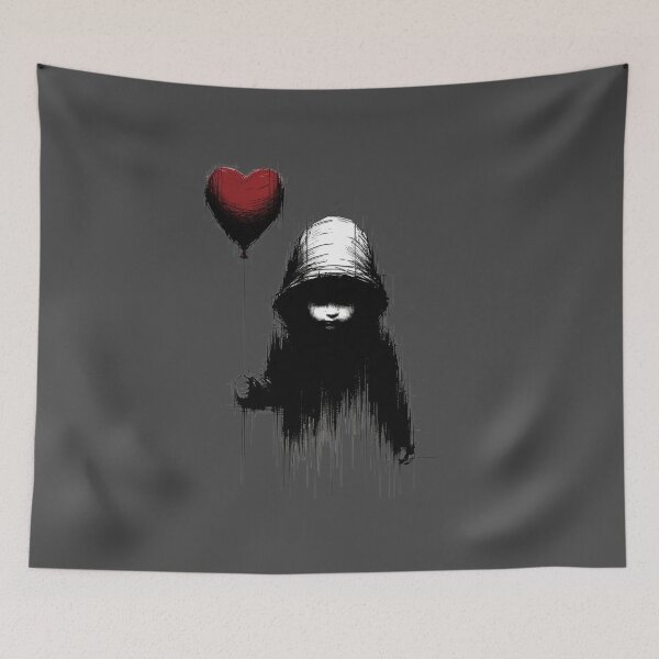 Item preview, Little girl with heart shaped balloon: Shadowed Love: A Heart's Lonely Vigil designed and sold by Sovi14.
