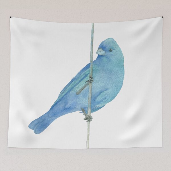 Item preview, indigo bunting bird watercolor painting v2 designed and sold by L'Atelier Oranjade.