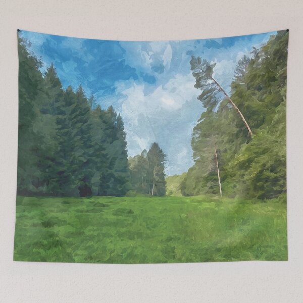 Item preview, View of a clearing in the forest in watercolor designed and sold by Intermundium.