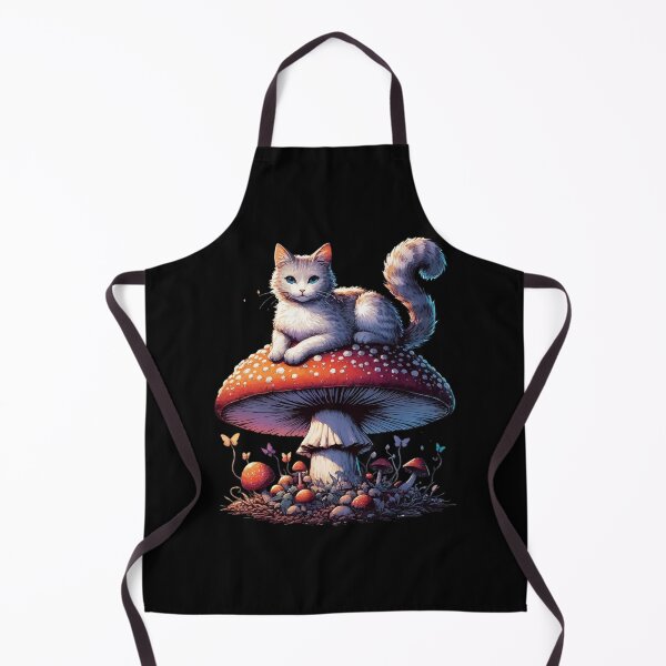 Item preview, Funny Vintage White Cat in Mushroom Garden designed and sold by TomFrontierArt.