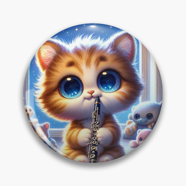 Item preview, Cat playing clarinet designed and sold by Clarinetu.