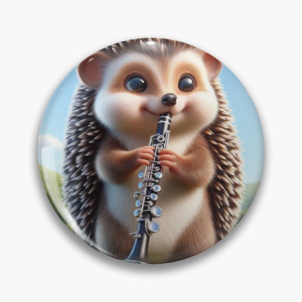Item preview, Hedgehog playing clarinet designed and sold by Clarinetu.