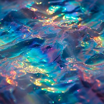 Artwork thumbnail, Sparkling Blue Rainbow Waves by dinaaaaaah