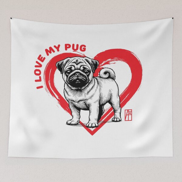 Item preview, I Love My Pug - I Love my dog - Darling dog designed and sold by ArtProjectShop.