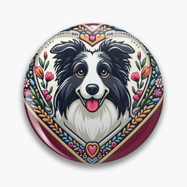 Item preview, Border Collie Black And White Cottagecore Dog Valentine's Heart designed and sold by CoffeeIsATrip.