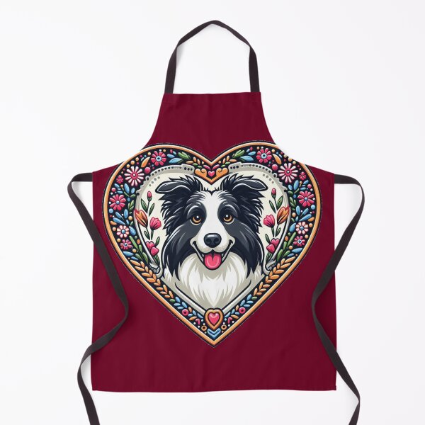 Item preview, Border Collie Black And White Cottagecore Dog Valentine's Heart designed and sold by CoffeeIsATrip.