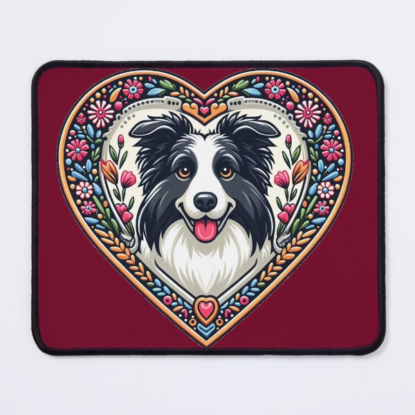 Item preview, Border Collie Black And White Cottagecore Dog Valentine's Heart designed and sold by CoffeeIsATrip.