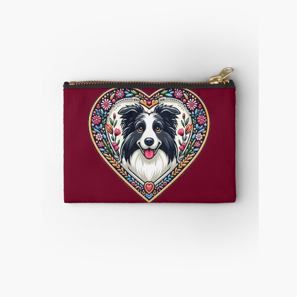 Item preview, Border Collie Black And White Cottagecore Dog Valentine's Heart designed and sold by CoffeeIsATrip.