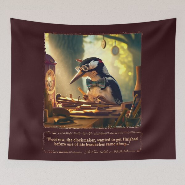 Item preview, (With text) 'Woodrow, the clockmaker, wanted to get finished before one of his headaches came along...' designed and sold by ArtSea-Bubble.