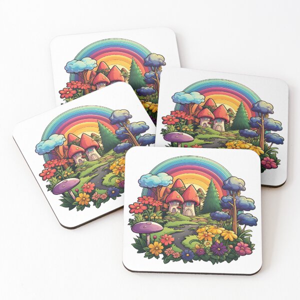 Item preview, Whimsical Fairy Garden with a Rainbow, Gnome Mushroom Garden designed and sold by TyGuySupply.