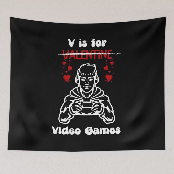 Item preview, V is for video games Funny Gamer Valentine's Day designed and sold by ZingZest.