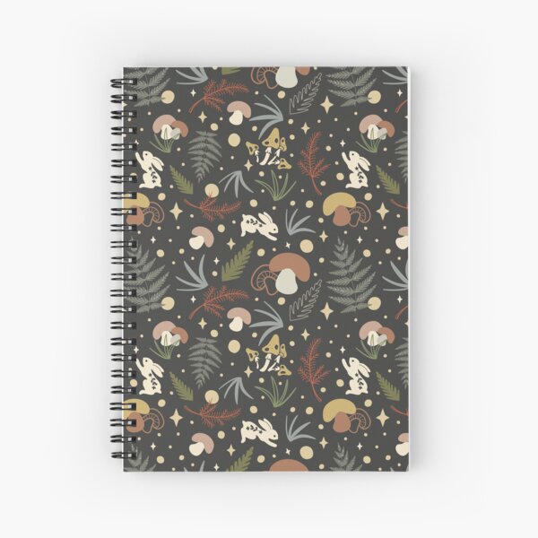 Enchanted woodland starry night with hares seamless pattern Spiral Notebook