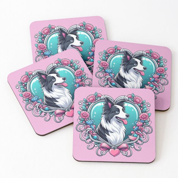 Item preview, Border Collie Black And White Cottagecore Dog Valentine Heart designed and sold by CoffeeIsATrip.