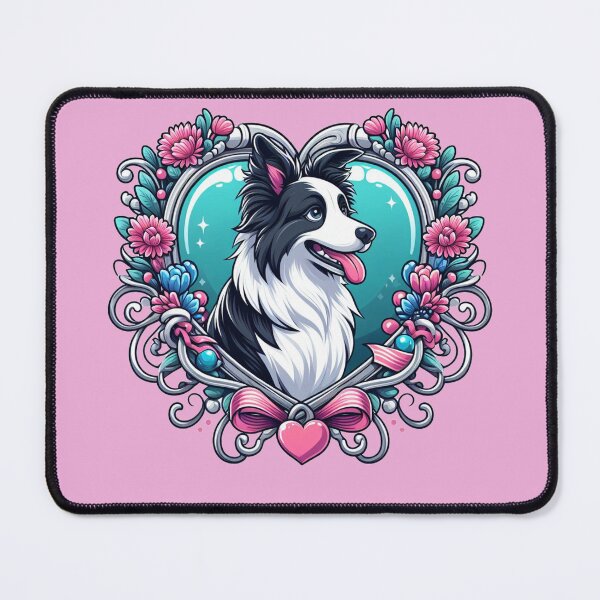Item preview, Border Collie Black And White Cottagecore Dog Valentine Heart designed and sold by CoffeeIsATrip.
