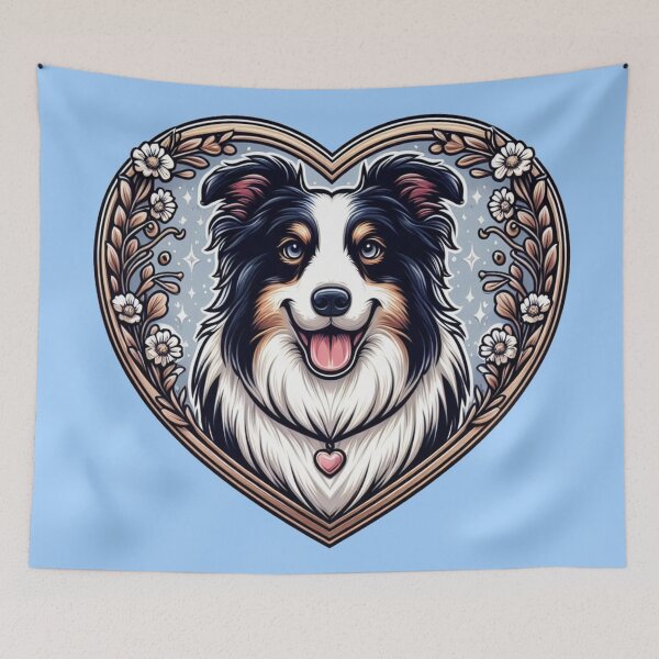 Item preview, Border Collie Tri Color Cottagecore Dog Valentine Heart designed and sold by CoffeeIsATrip.