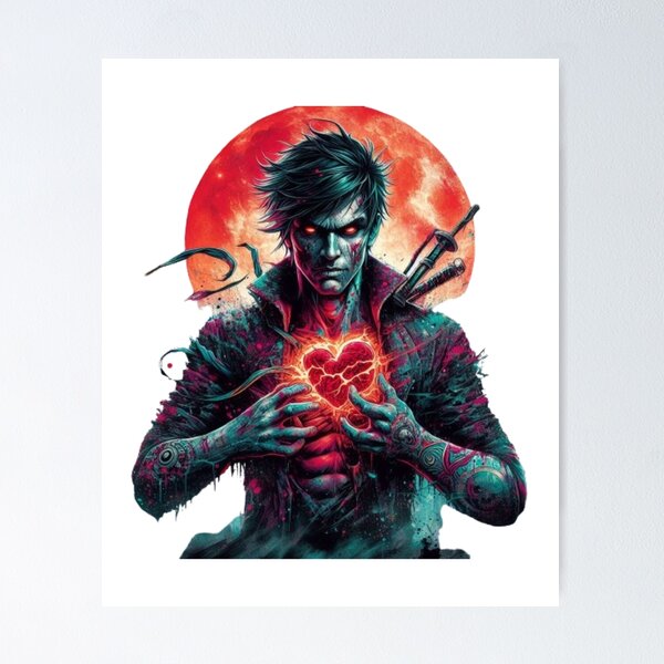 Vista previa del artículo con la obra «Los hombres de las sombras desatan el corazón vibrante», diseñado y vendido por badjershop.