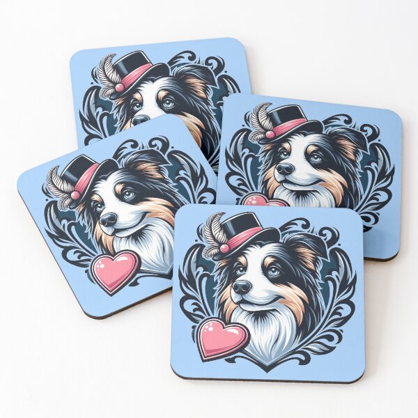 Item preview, Border Collie Tri Color Steam Punk Dog Hat Valentine's Day Heart designed and sold by CoffeeIsATrip.