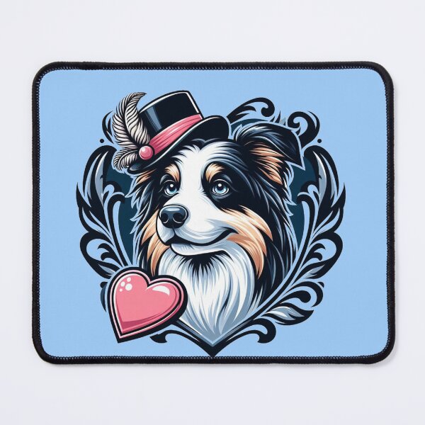 Item preview, Border Collie Tri Color Steam Punk Dog Hat Valentine's Day Heart designed and sold by CoffeeIsATrip.