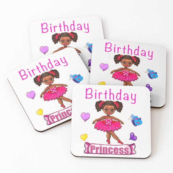 Item preview, African American birthday princess ballerina dancing in pink tutu. Black girl. Ballet designed and sold by Artonmytee.