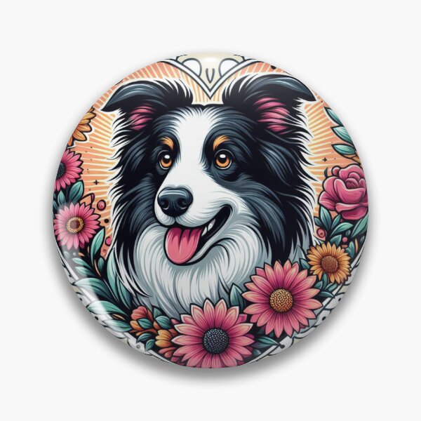 Item preview, Border Collie Tri Color Cottagecore Dog Valentine's Day Flowers designed and sold by CoffeeIsATrip.