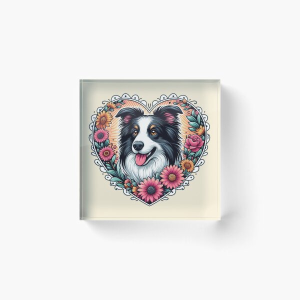 Item preview, Border Collie Tri Color Cottagecore Dog Valentine's Day Flowers designed and sold by CoffeeIsATrip.