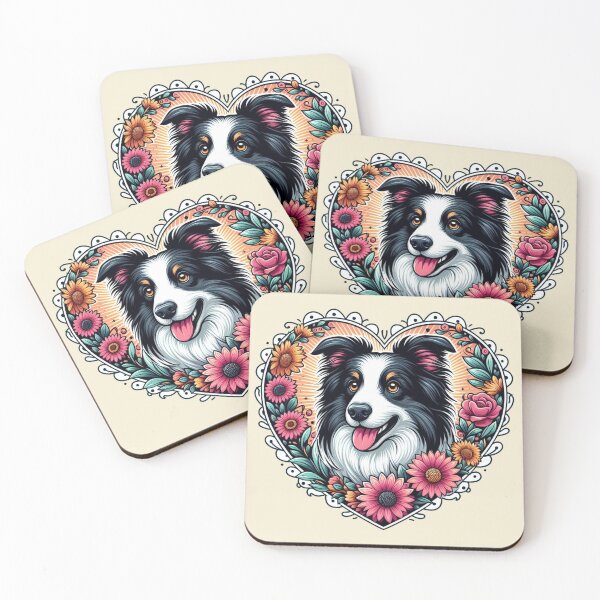 Item preview, Border Collie Tri Color Cottagecore Dog Valentine's Day Flowers designed and sold by CoffeeIsATrip.