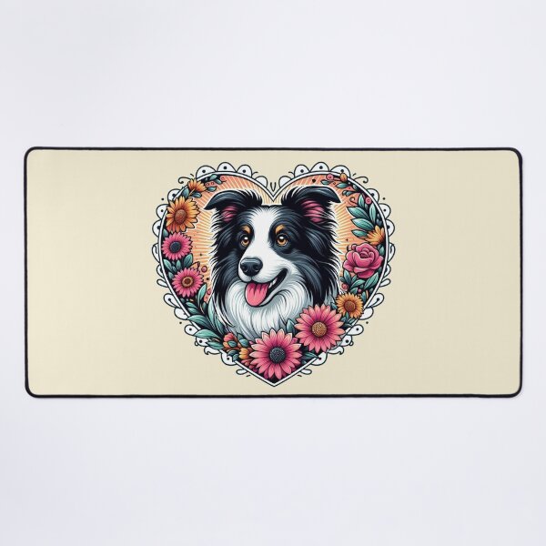Item preview, Border Collie Tri Color Cottagecore Dog Valentine's Day Flowers designed and sold by CoffeeIsATrip.