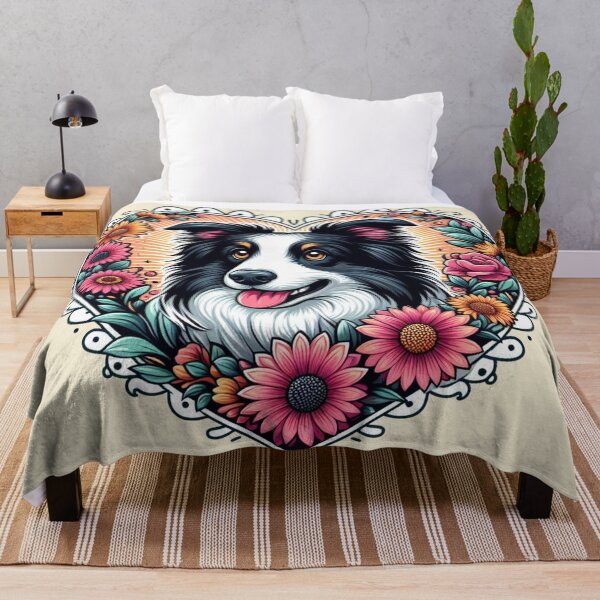 Item preview, Border Collie Tri Color Cottagecore Dog Valentine's Day Flowers designed and sold by CoffeeIsATrip.