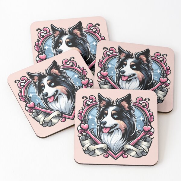 Item preview, Border Collie Tri Color Fancy Herding Dog Valentine's Day Hearts designed and sold by CoffeeIsATrip.