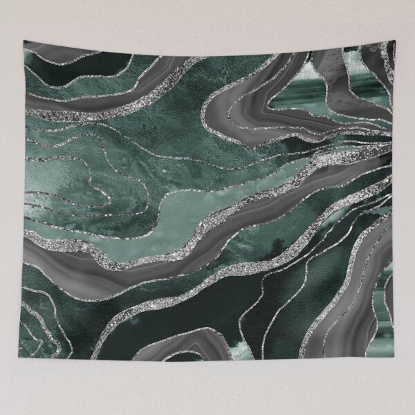 Item preview, Dark Green Black Marble Agate Silver Glam #1 (Photo of Glitter Only - Not Reflective) designed and sold by Anita's & Bella's Art.