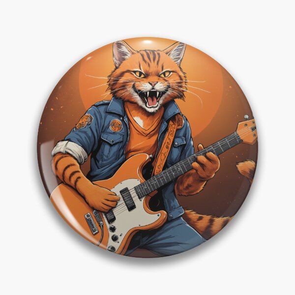 Item preview, Orange rock guitarist cat designed and sold by Roland Mitterbauer.
