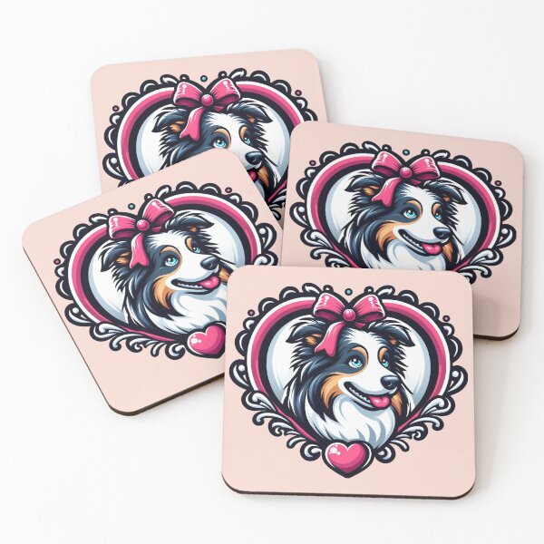 Item preview, Border Collie Tri Color Aussie Herding Dog Valentine's Day Hearts designed and sold by CoffeeIsATrip.