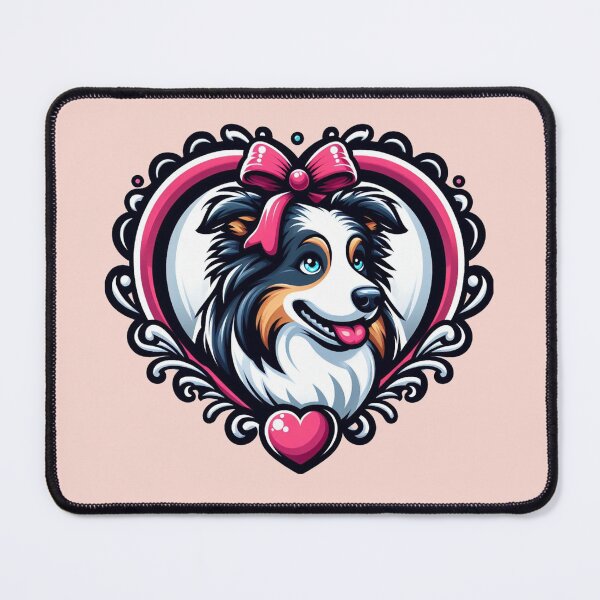 Item preview, Border Collie Tri Color Aussie Herding Dog Valentine's Day Hearts designed and sold by CoffeeIsATrip.